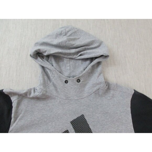 adidas Hoodie Womens Small Gray Black Cotton Long Sleeve Spell Out Logo Pullover - Picture 4 of 10